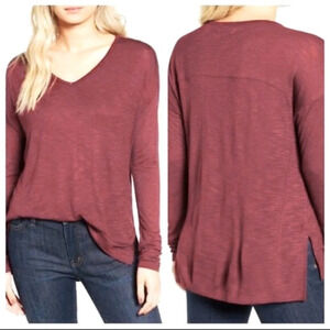 Madewell Burgundy Anthem Long Sleeve V-Neck Pullover Top Size S